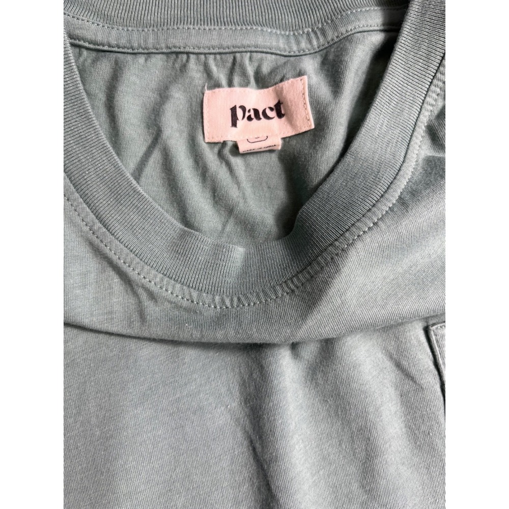 Pact Women's Small Sage Green T Shirt Dress Organic Cotton Pocket Midi Casual - Picture 2 of 2